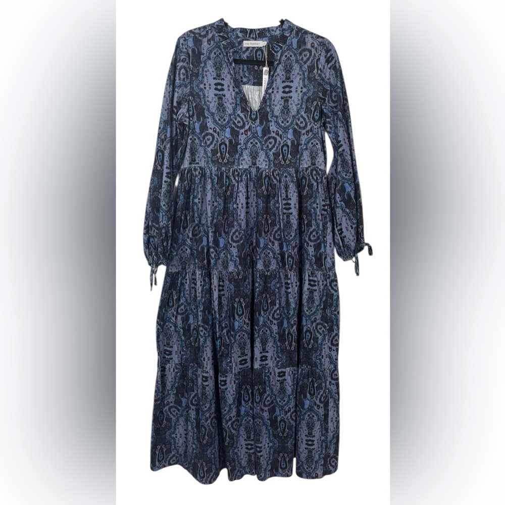 NWT Rae Feather Ikat Corduroy Maxi Dress Boho Peasant Size Small